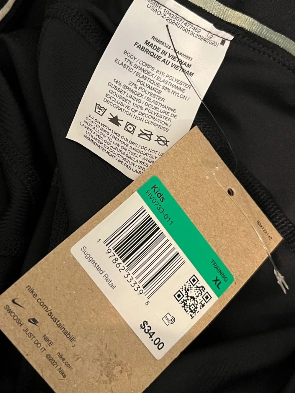 Nike Pro Black Big Girls’ Dri-Fit’ Athletic Training Shorts Sz-XL